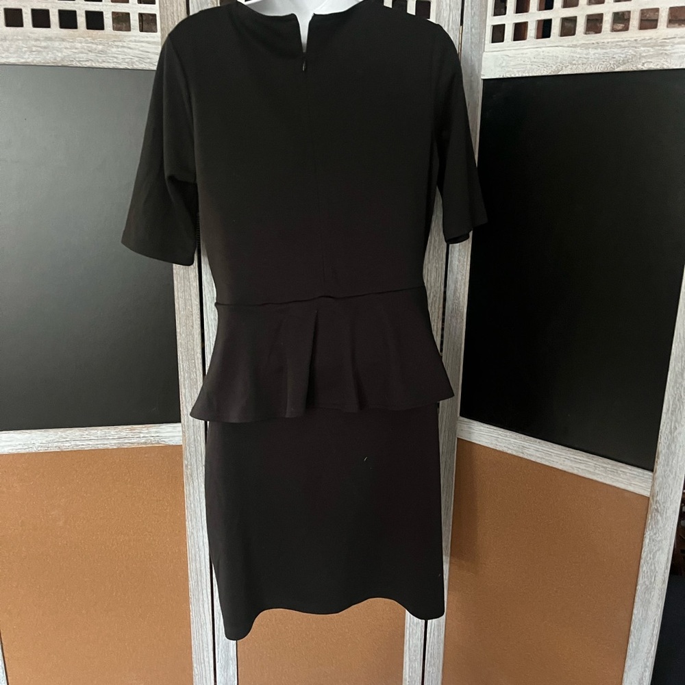 NY Collection Black Sheath Midi Dress Short Sleeve Crew Neck - Picture 3 of 6